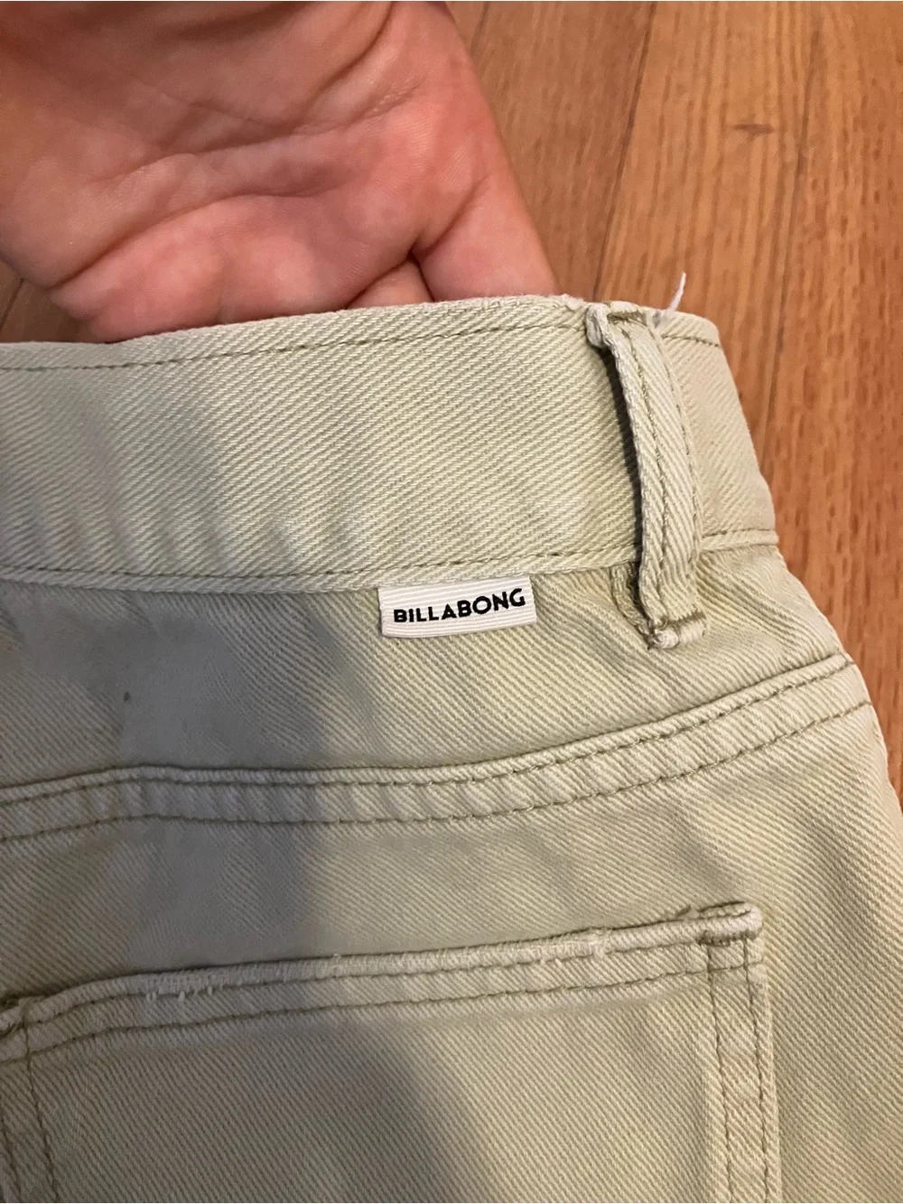 Billa Bong Frayed Hem Canvas Shorts in Light Sage